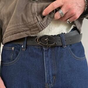 Chrome black star vegan leather